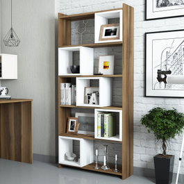 Hanah Home Estantería Moderna Blanco y Nogal